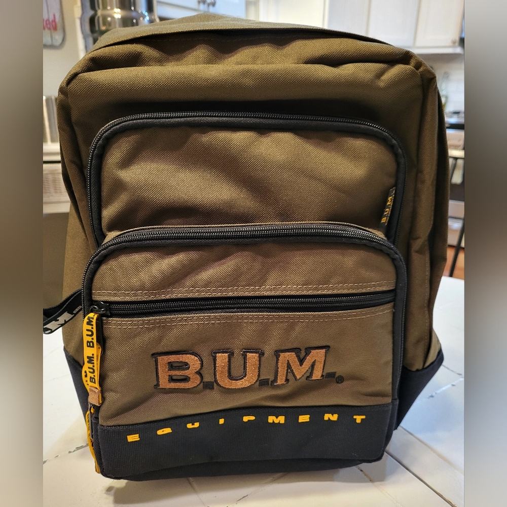 BUM Equipment Backpack Olive Army Green Vintage Travel Bag Luggage School